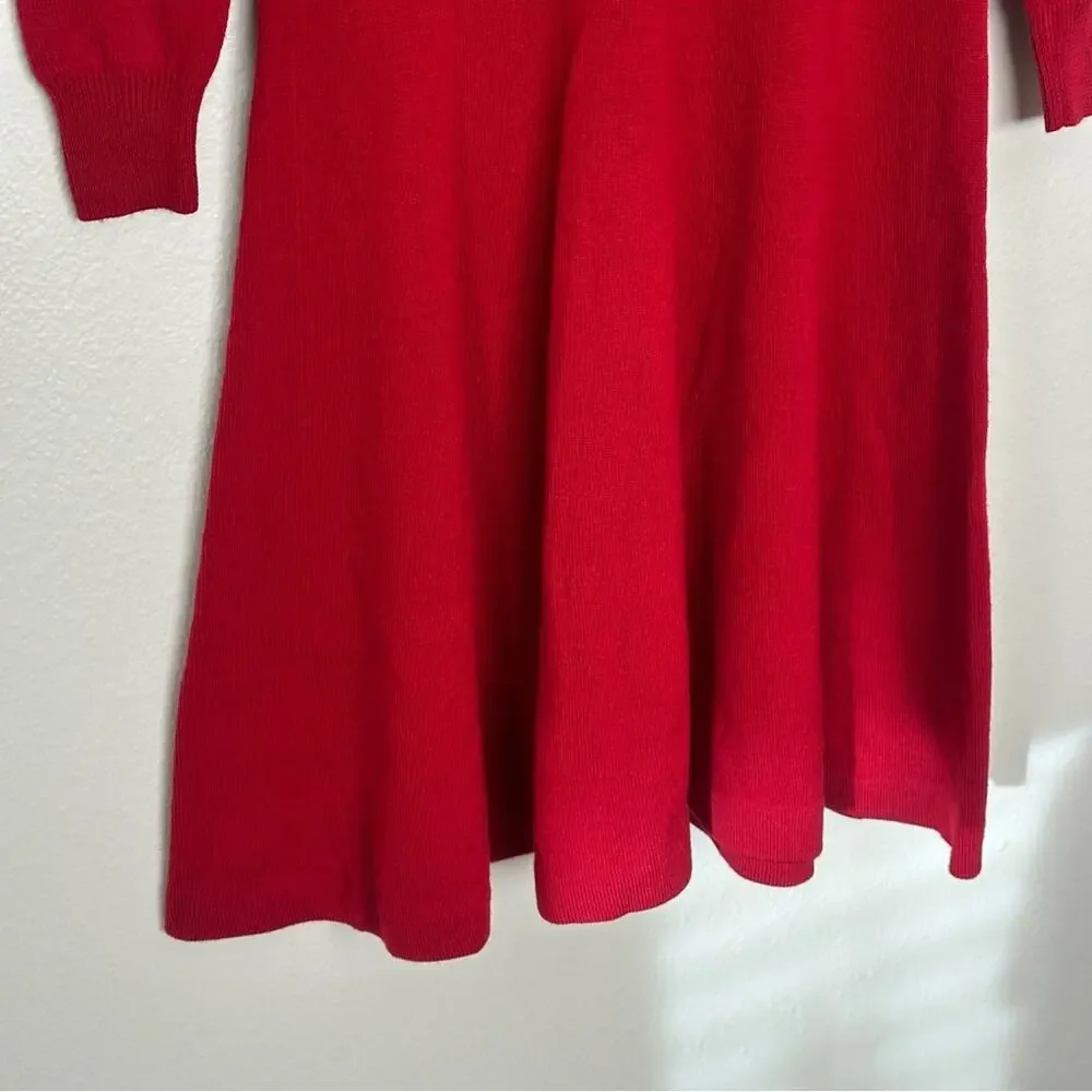 Vintage Ralph Lauren Red Merino Wool Long Sleeve Dress with Gold Logo - Picture 10 of 12